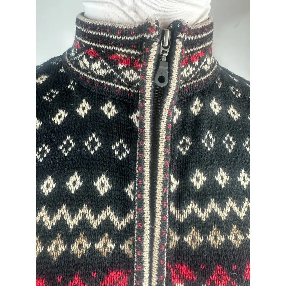 Nomadic Traders Full Zip Cardigan Sweater Red White Black Ramie Cotton Medium - Picture 6 of 16